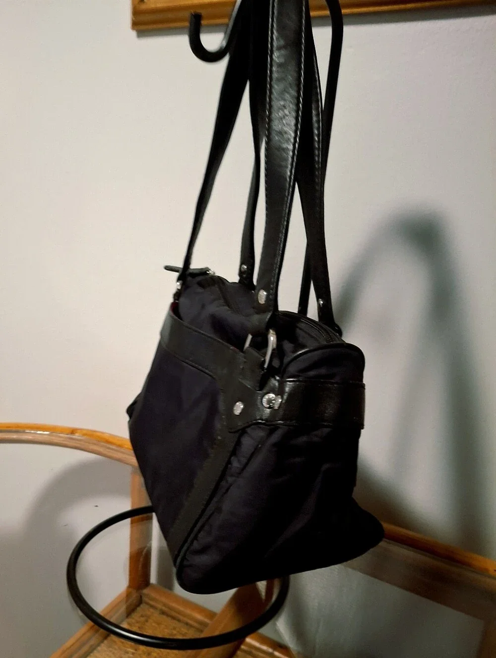 ECHO Black Silk & Leather Y2K Satchel